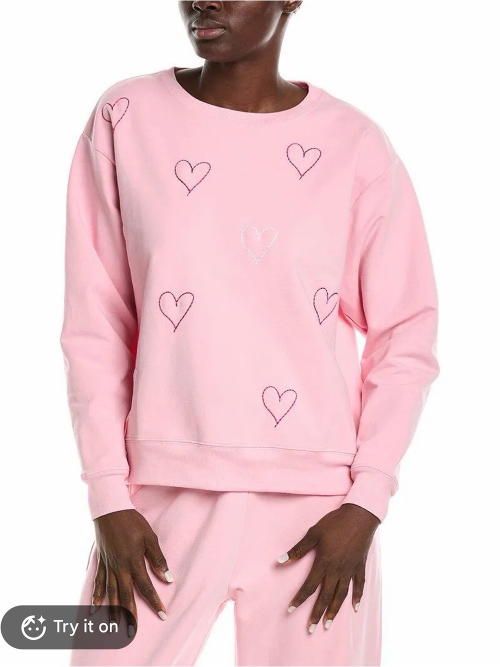 CHRLDR Heart Stitch Sweatshirt in Candy Pink XS